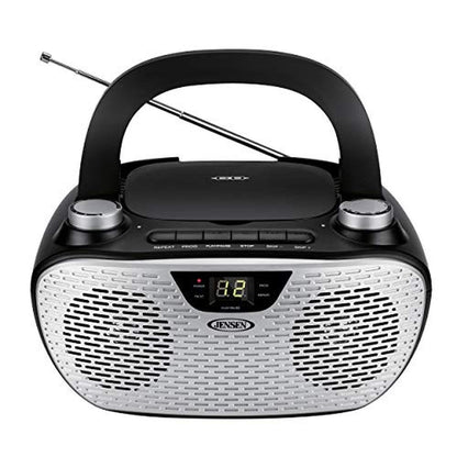 Jensen CD485BK Boombox CD AM/FM Stereo Radio (Black) – Side View