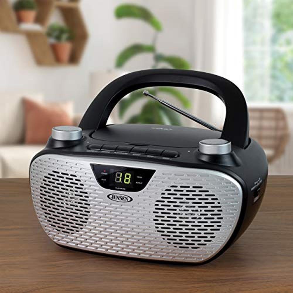 Jensen CD485BK Boombox CD AM/FM Stereo Radio (Black) – Packaging