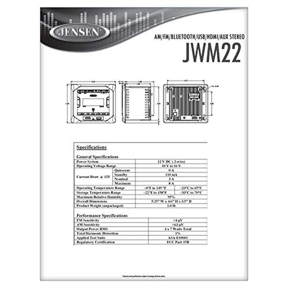 Jensen JWM22 2-Speaker Zones AM/FM – Close-up Detail