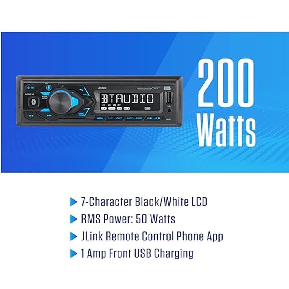 JENSEN MPR210 7-Character LCD Single DIN Car Stereo Radio – Side View