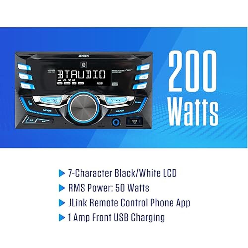 JENSEN MPR420 7-Character LCD Double DIN Car Stereo – Side View