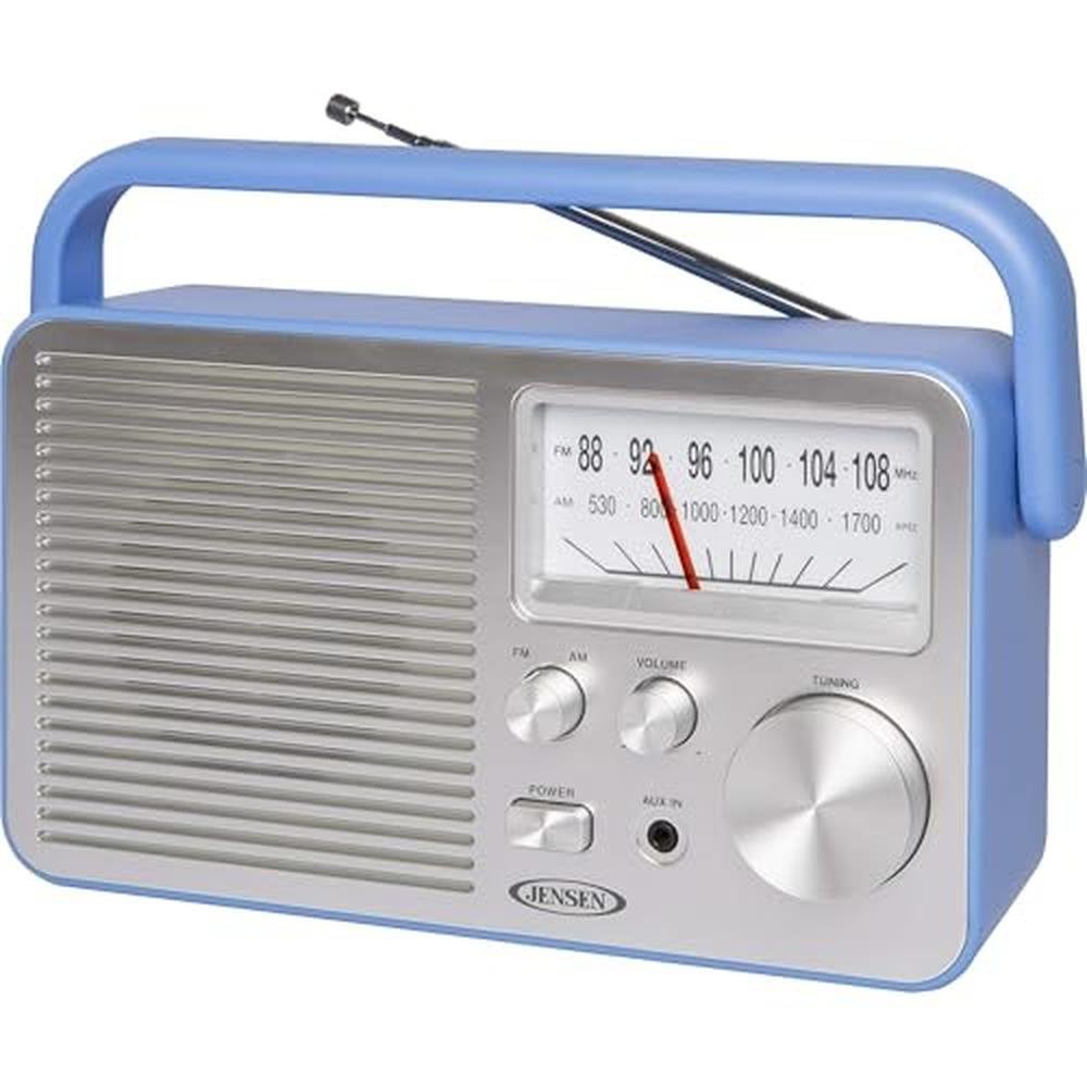 JENSEN MR-750-BL MR-750 Portable AM/FM Radio (Blue) – Front View