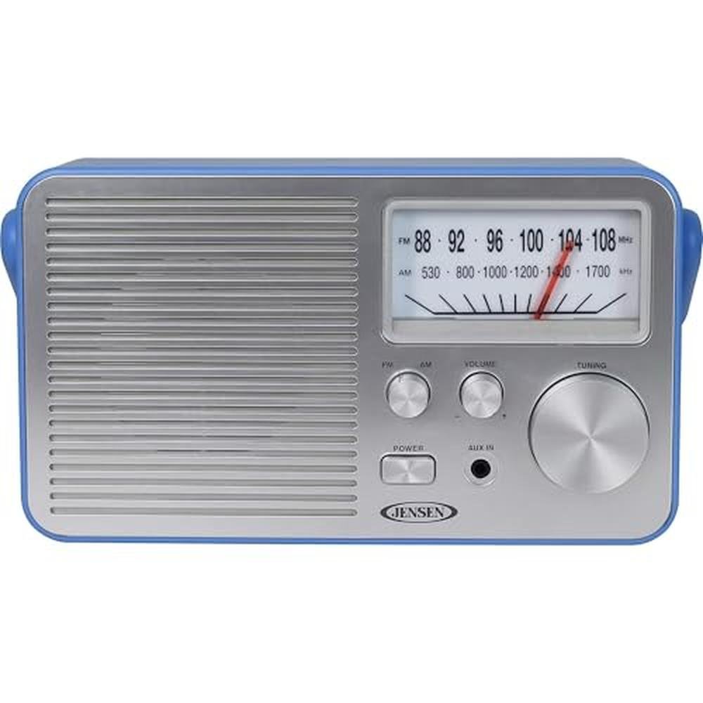 JENSEN MR-750-BL MR-750 Portable AM/FM Radio (Blue) – Side View