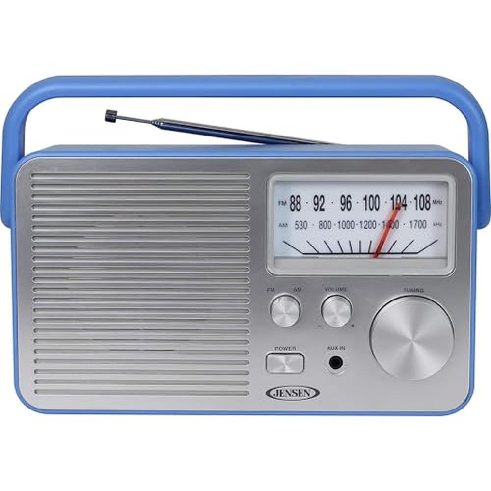 JENSEN MR-750-BL MR-750 Portable AM/FM Radio (Blue) – Close-up Detail