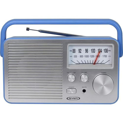 JENSEN MR-750-BL MR-750 Portable AM/FM Radio (Blue) – Close-up Detail