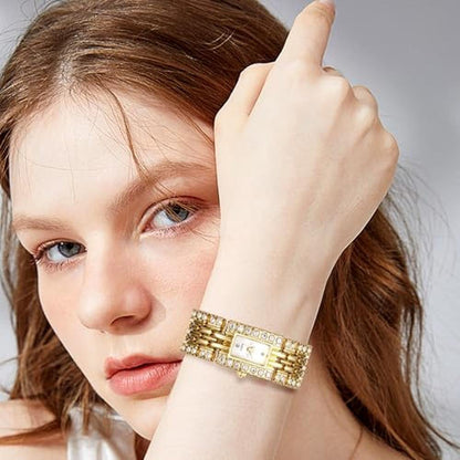 Women's Jewelry: JewelryWe Square Iced-Out Watch – Side View