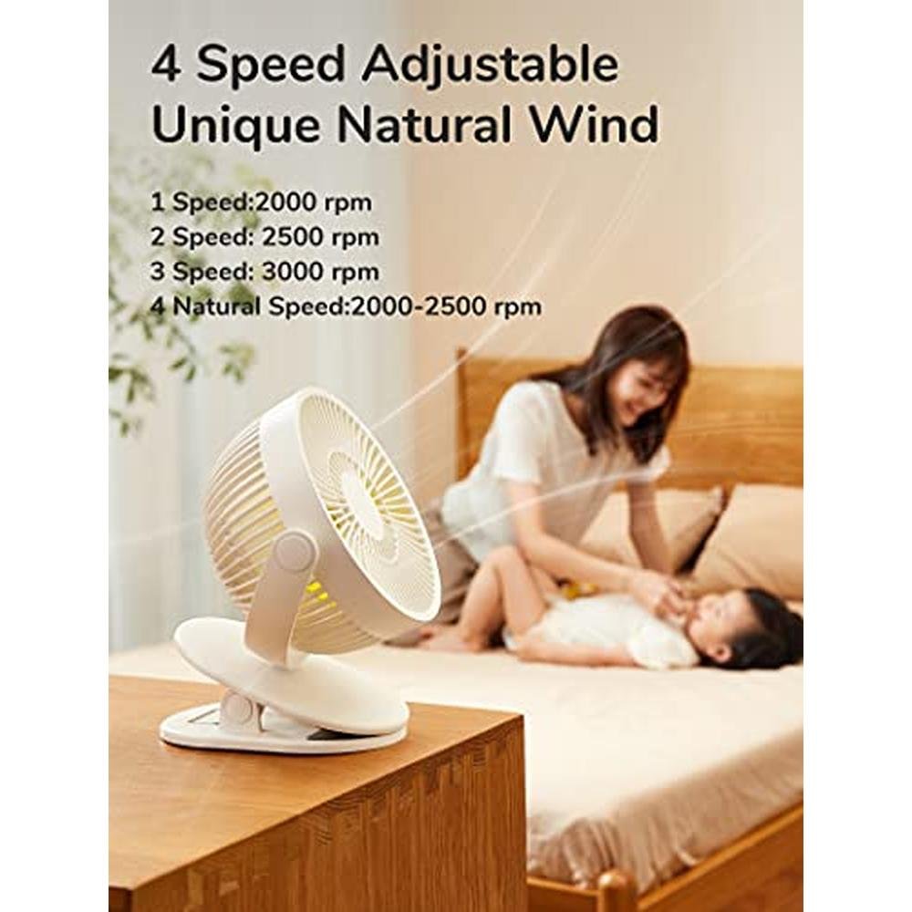 Fan Jisulife: JISULIFE Clip on Desk Fan Ultra 1 White – Side View