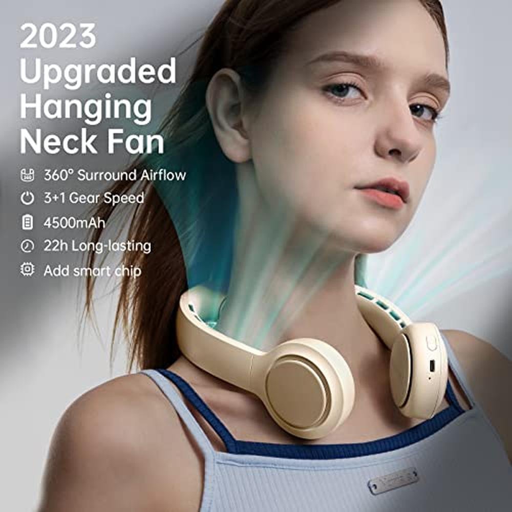 Neck Fan: JISULIFE Portable 4500mAh Bladeless Personal Fan – Side View
