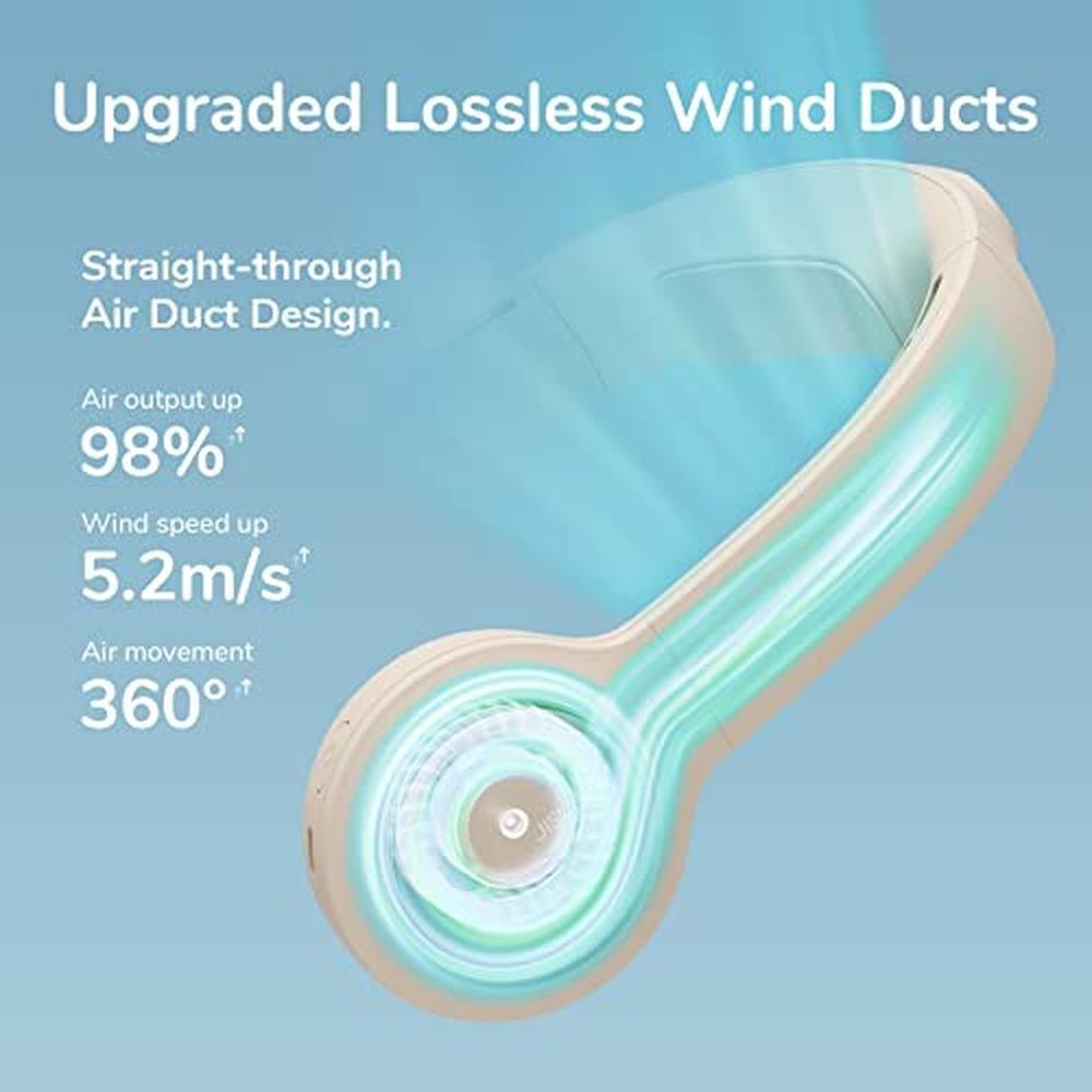 Neck Fan: JISULIFE Portable 4500mAh Bladeless Personal Fan – In Use