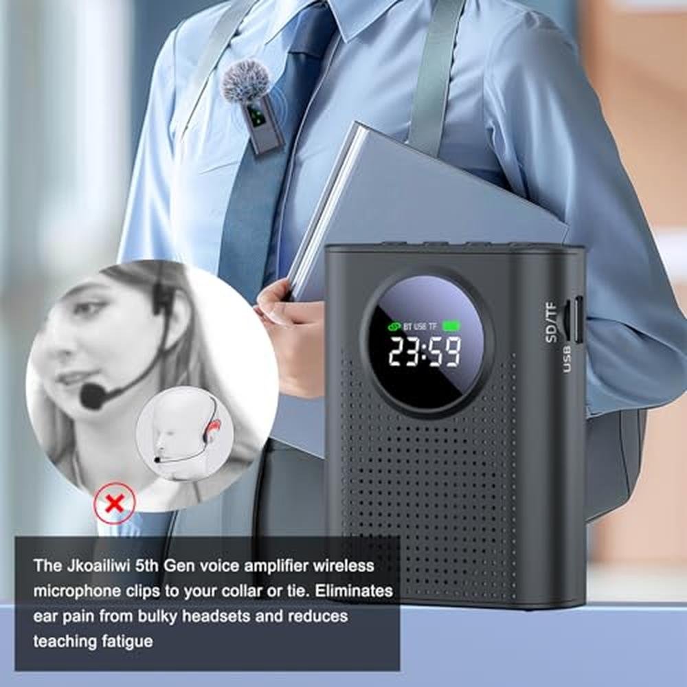 Voice Amplifier: Jkoailiwi 15W Mini Megaphone with Magnetic – Side View