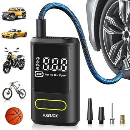 Air Pump: JUSUOX Tire Inflator Portable Air Compressor – Front View
