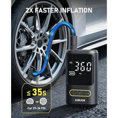 Air Pump: JUSUOX Tire Inflator Portable Air Compressor – Side View