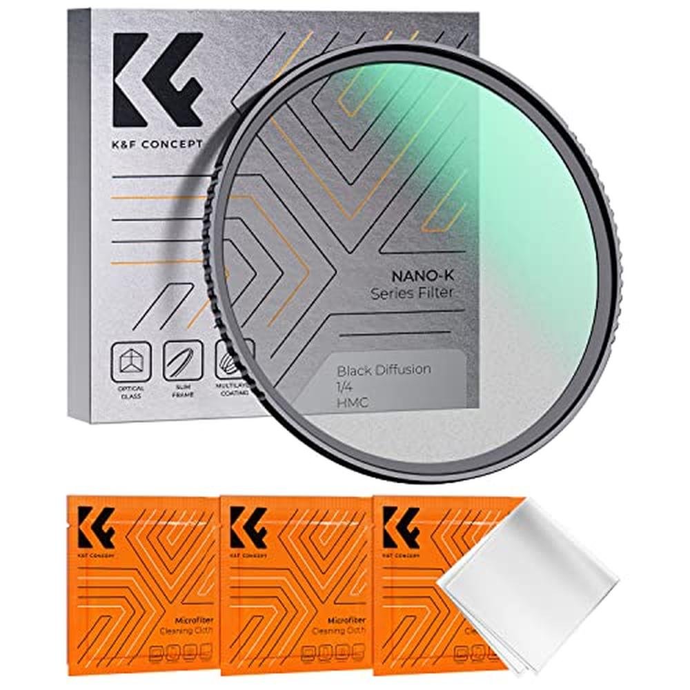 K&F CONCEPT 40.5mm Black Diffusion 1/4 Filter Mist – Front View