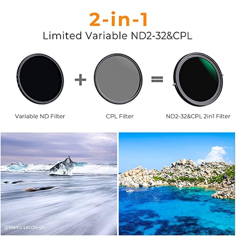 K&F CONCEPT 40.5mm Variable Fader ND2-ND32 ND Filter and – Side View