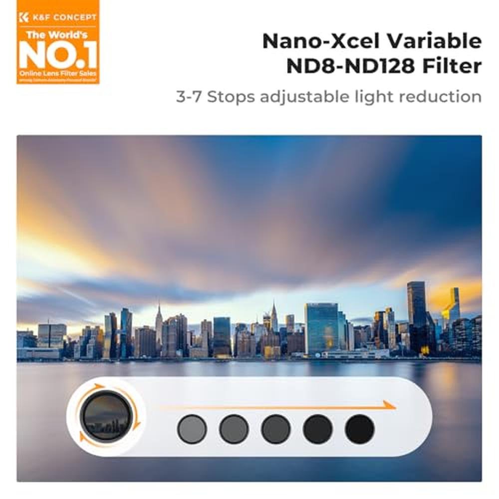K&F CONCEPT 43mm Variable ND Lens Filter ND8-ND128 (3-7 – Side View