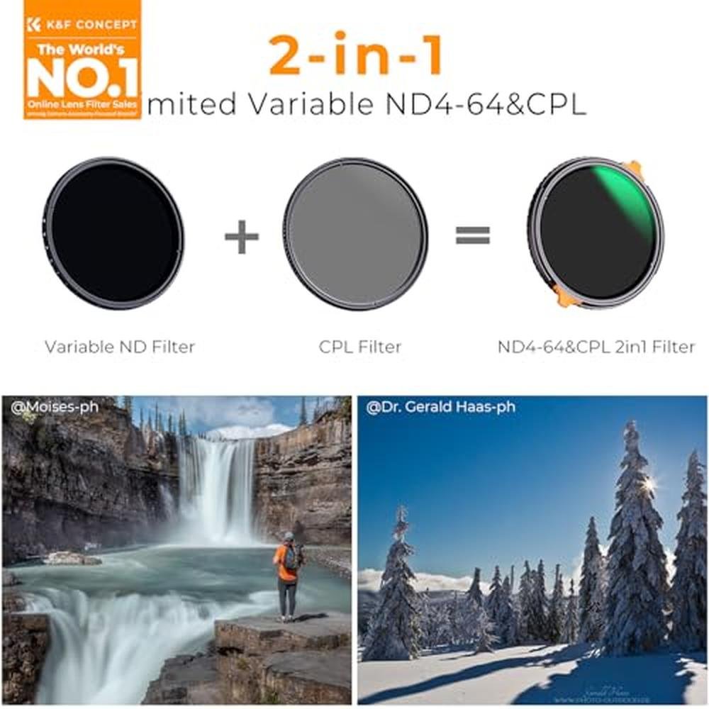 K&F CONCEPT 46mm ND4-64 (2-6 Stops) ND Lens Filter Variable – Side View