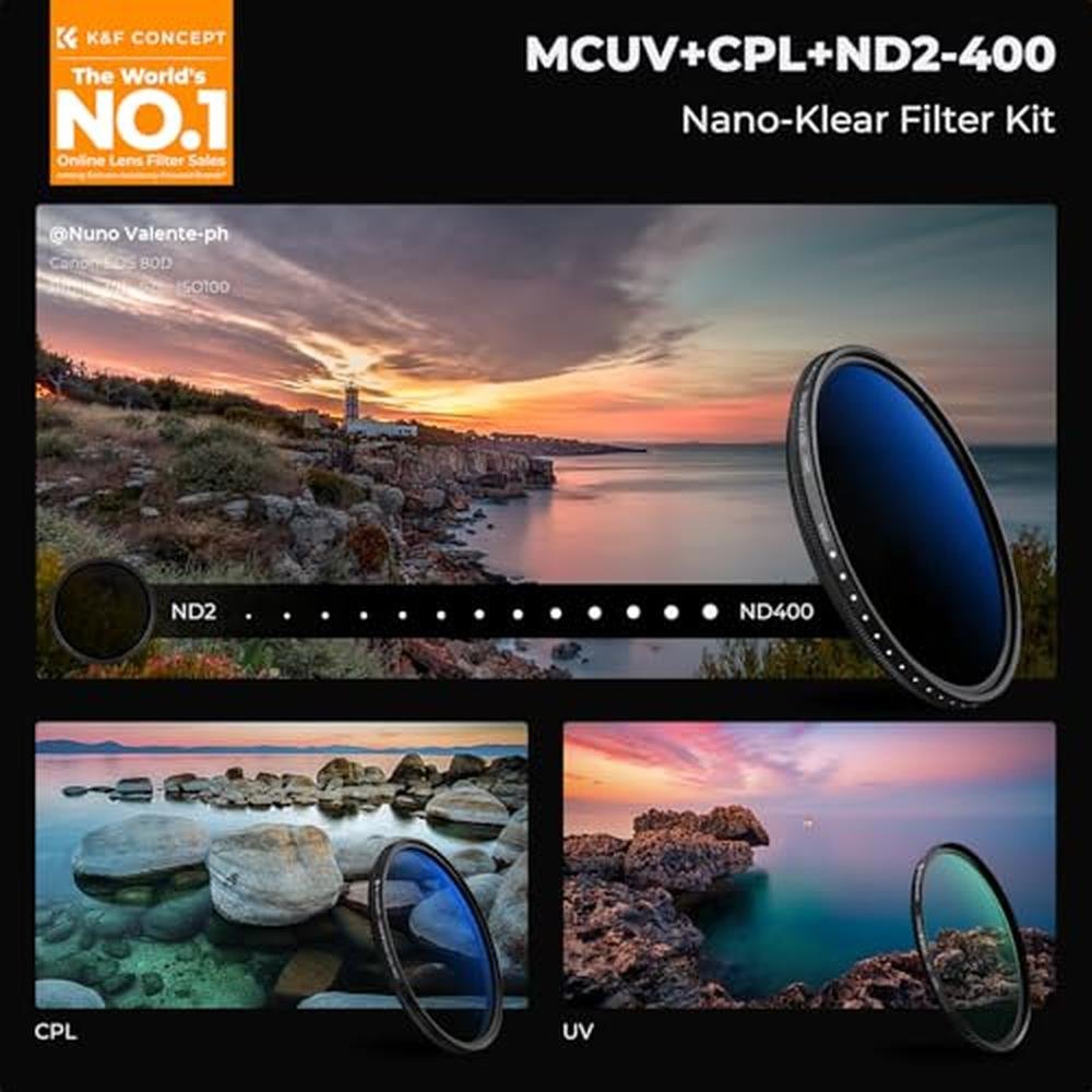 K&F Concept 49mm UV/CPL/ND2-400 Lens Filters Kit (3 PCS)-18 – Side View