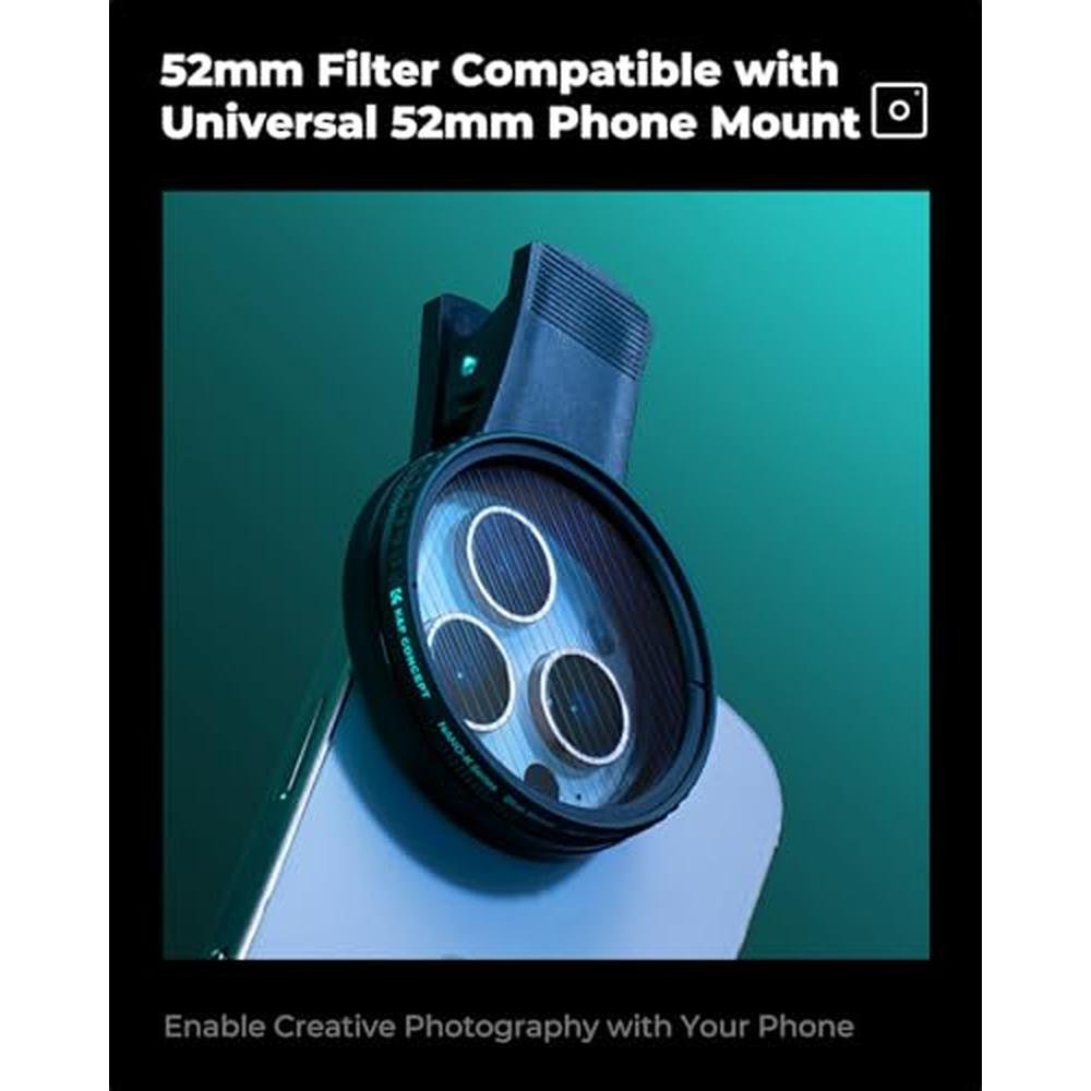 K&F CONCEPT 52mm Blue Streak Lens Filter Rotating Circular – Close-up Detail
