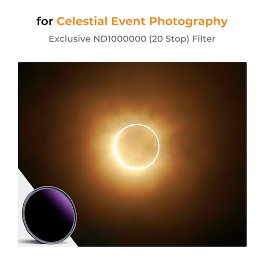 K&F CONCEPT 52mm ND1000000(20 Stops) ND Lens Filter Solar – Side View