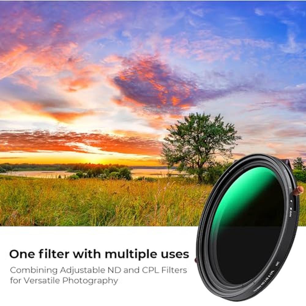 K&F CONCEPT 52mm Variable Fader ND2-32 ND Filter and CPL – Close-up Detail