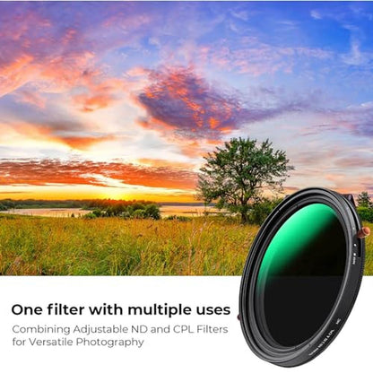 K&F CONCEPT 52mm Variable Fader ND2-32 ND Filter and CPL – Close-up Detail