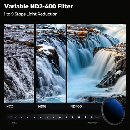 K&F CONCEPT 52mm Variable ND Lens Filter ND2-ND400 (1-9 – Close-up Detail