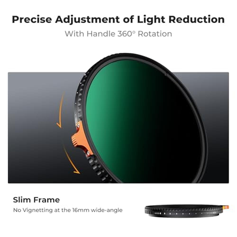 K&F CONCEPT 52mm Variable ND Lens Filter ND3-ND1000 (1.5-10 – Close-up Detail