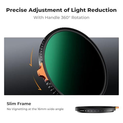 K&F CONCEPT 52mm Variable ND Lens Filter ND3-ND1000 (1.5-10 – Close-up Detail
