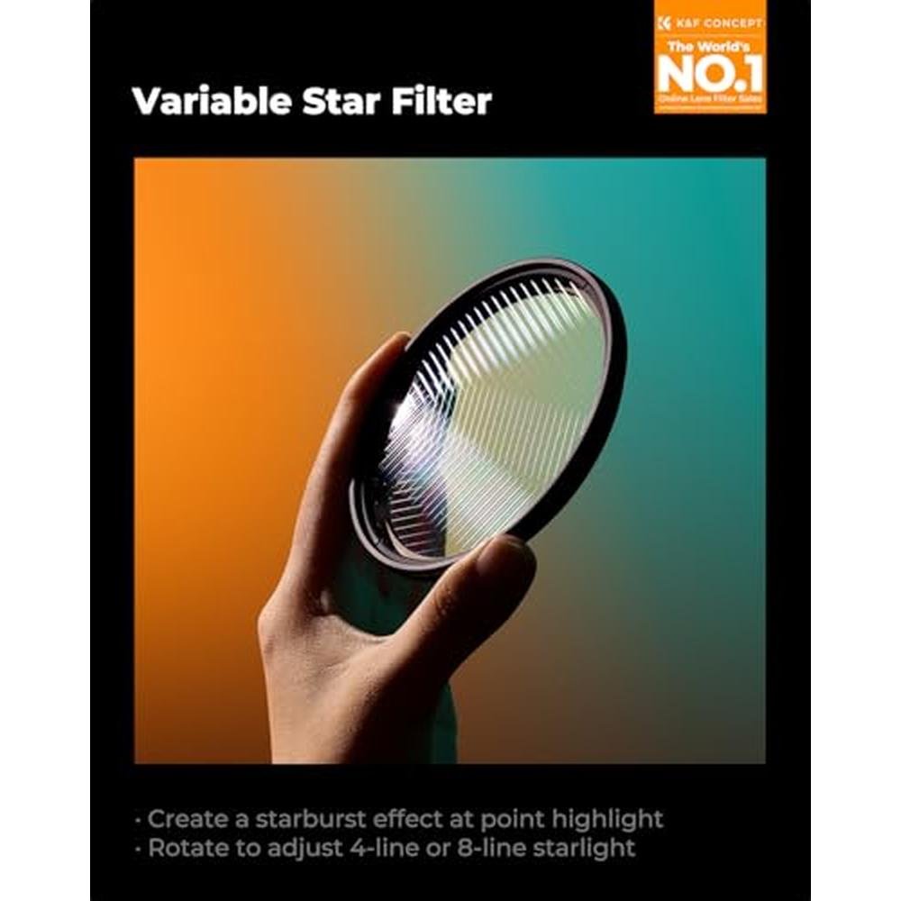 K&F CONCEPT 52mm Variable Star Filter Cross Screen – Side View