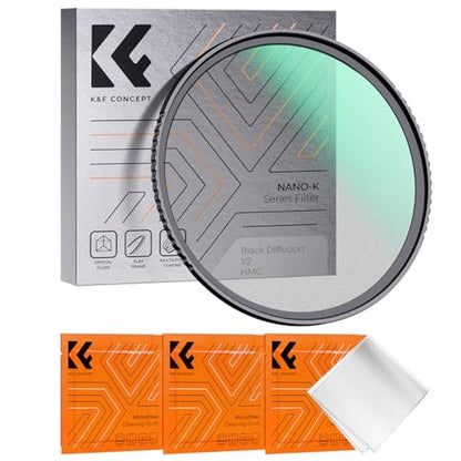 K&F CONCEPT 55mm Black Diffusion 1/2 Filter Mist Cinematic – Front View