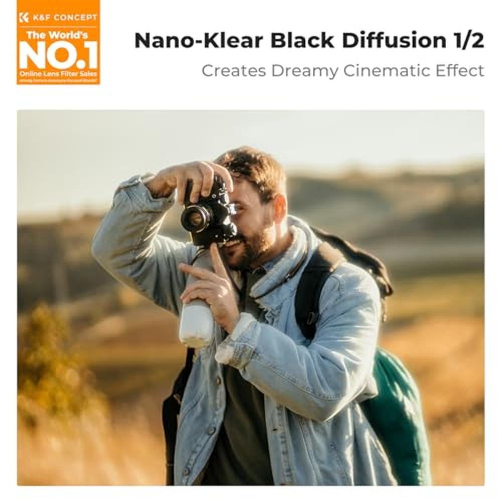 K&F CONCEPT 55mm Black Diffusion 1/2 Filter Mist Cinematic – Side View