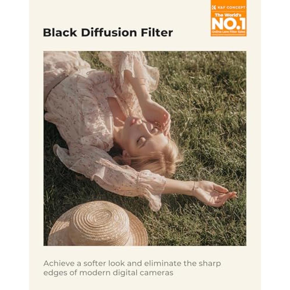 K&F CONCEPT 55mm Black Diffusion 1/4 Filter Mist Cinematic – Side View