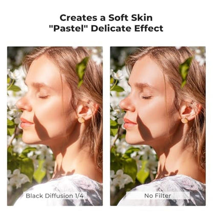 K&F CONCEPT 55mm Black Diffusion 1/4 Filter Mist Cinematic – Close-up Detail