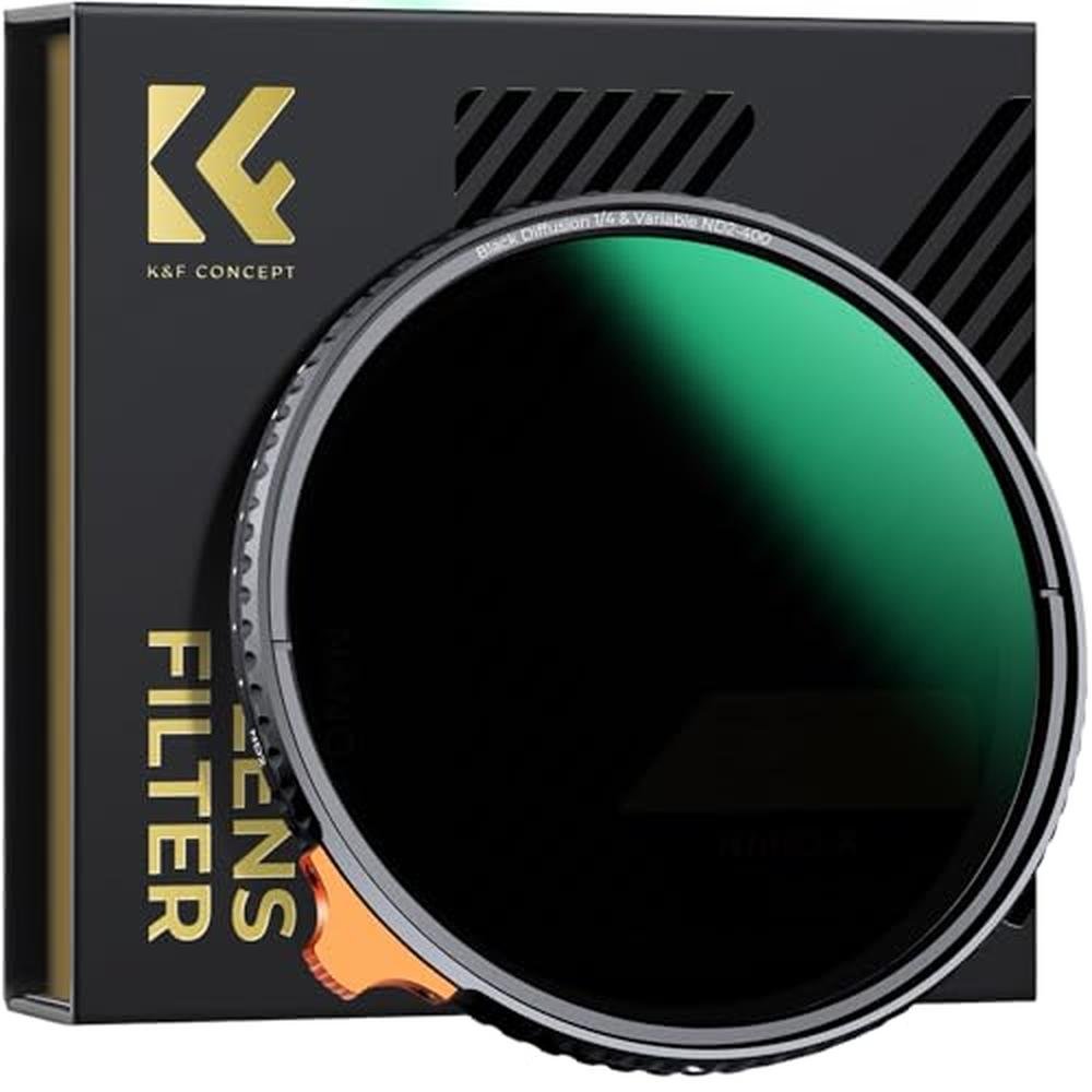 K&F CONCEPT 55mm Black Diffusion Mist 1/4 Effect & Variable – Front View