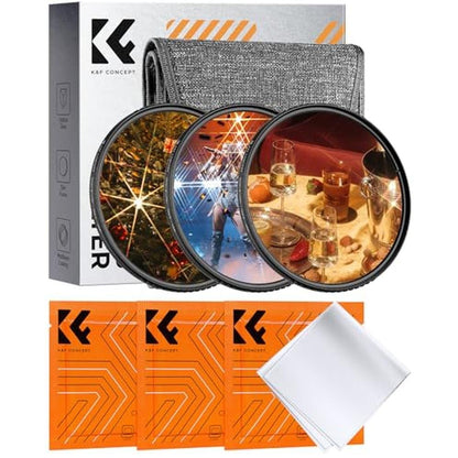 K&F CONCEPT 55mm Star Filters Kit (3pcs) 4 Points 6 Points – Front View