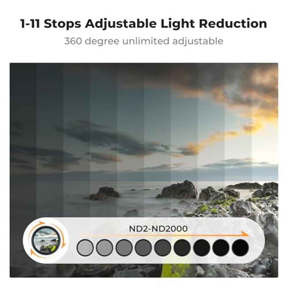 K&F CONCEPT 55mm Variable ND2-2000 (1-11 Stops) ND Camera – Close-up Detail