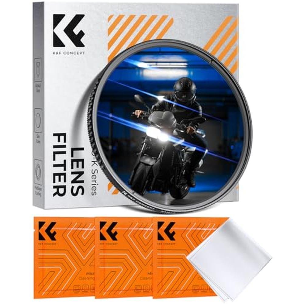 K&F CONCEPT 58mm Blue Streak Lens Filter Rotating Circular – Front View