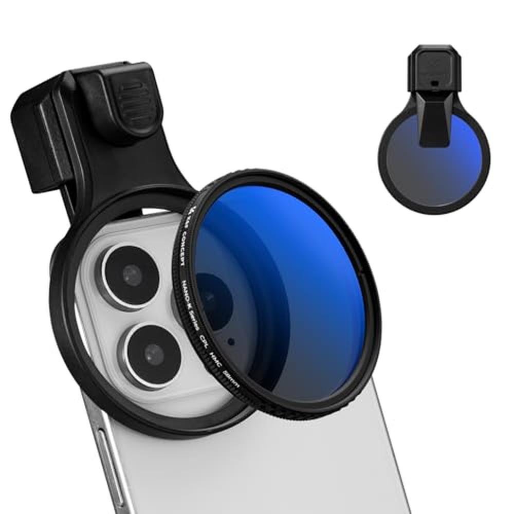 K&F CONCEPT 58mm Press-on CPL Phone Lens Filter Kit – Front View
