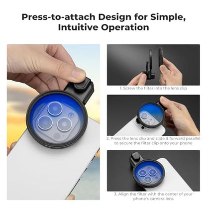 K&F CONCEPT 58mm Press-on CPL Phone Lens Filter Kit – Packaging