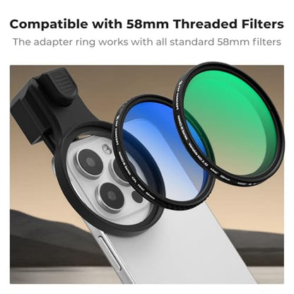 K&F CONCEPT 58mm Press-on ND2-32 Phone Lens Filter Kit – Close-up Detail