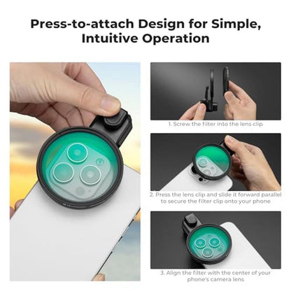 K&F CONCEPT 58mm Press-on ND2-32 Phone Lens Filter Kit – In Use