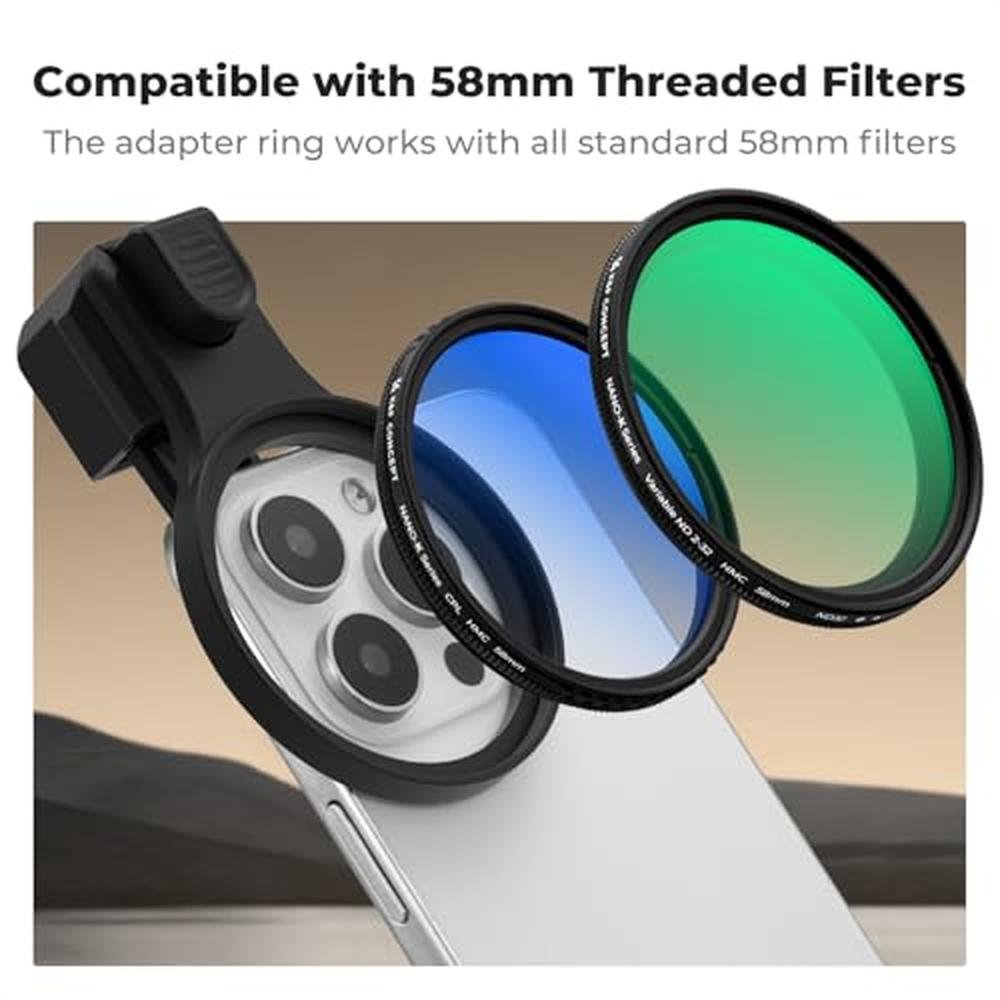 K&F CONCEPT 58mm Press-on Phone Lens Filter Adapter – Close-up Detail