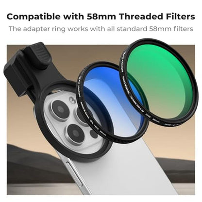 K&F CONCEPT 58mm Press-on Phone Lens Filter Adapter – Close-up Detail