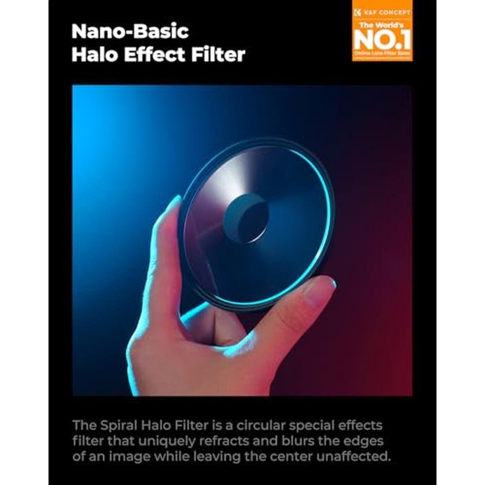 K&F CONCEPT 58mm Spiral Halo Camera Lens Filter – Side View