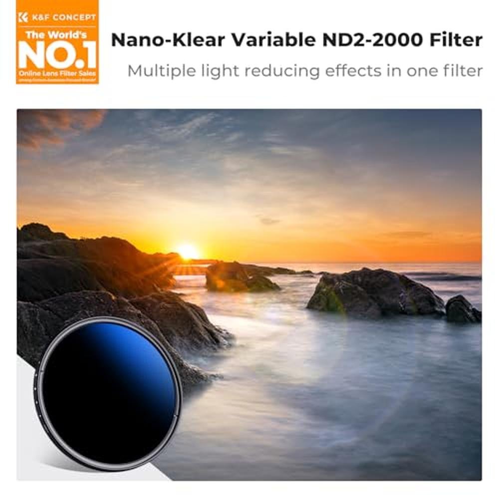K&F CONCEPT 62mm Variable ND2-2000 (1-11 Stops) ND Camera – Side View