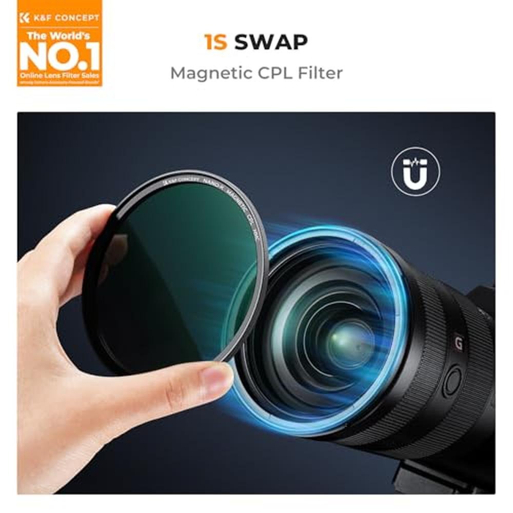 K&F CONCEPT 67mm Magnetic Circular Polarizer Lens Filter – Side View