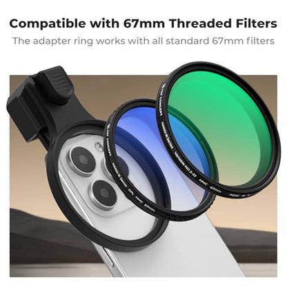 K&F CONCEPT 67mm Press-on ND2-32 Phone Lens Filter Kit – In Use