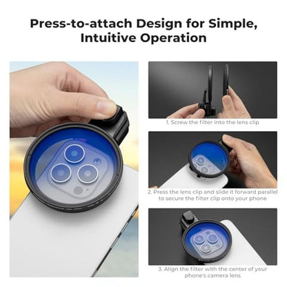 K&F CONCEPT 67mm Press-on Phone Lens Filter Adapter – In Use