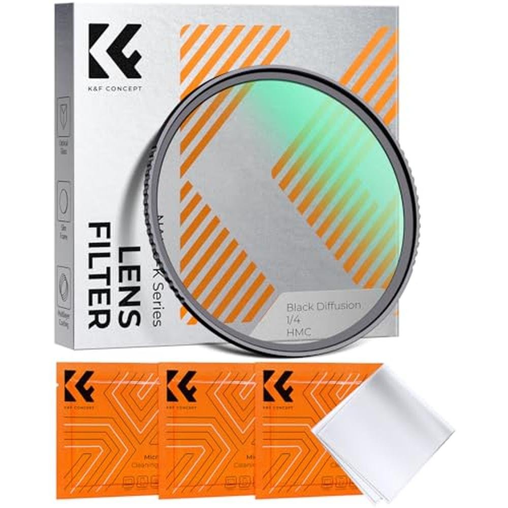 K&F CONCEPT 72mm Black Diffusion 1/4 Filter Mist Cinematic – Front View