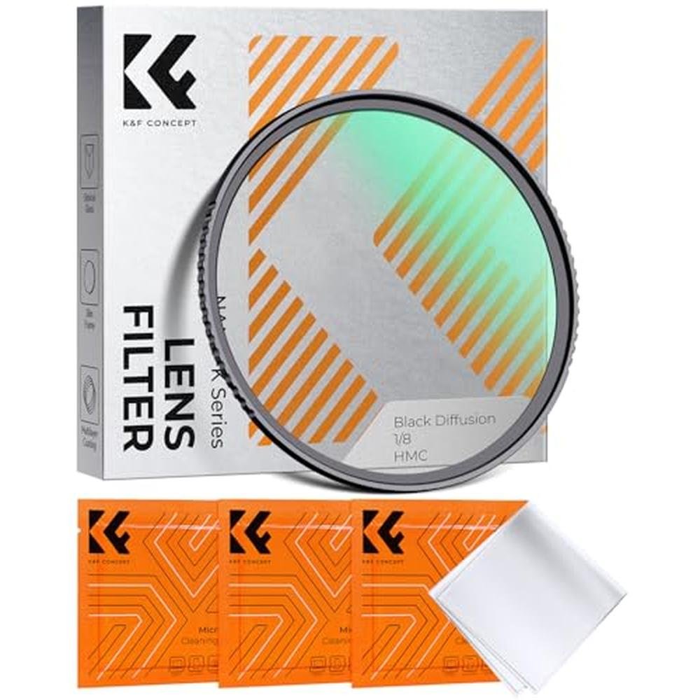 K&F CONCEPT 72mm Black Diffusion 1/8 Filter – Front View